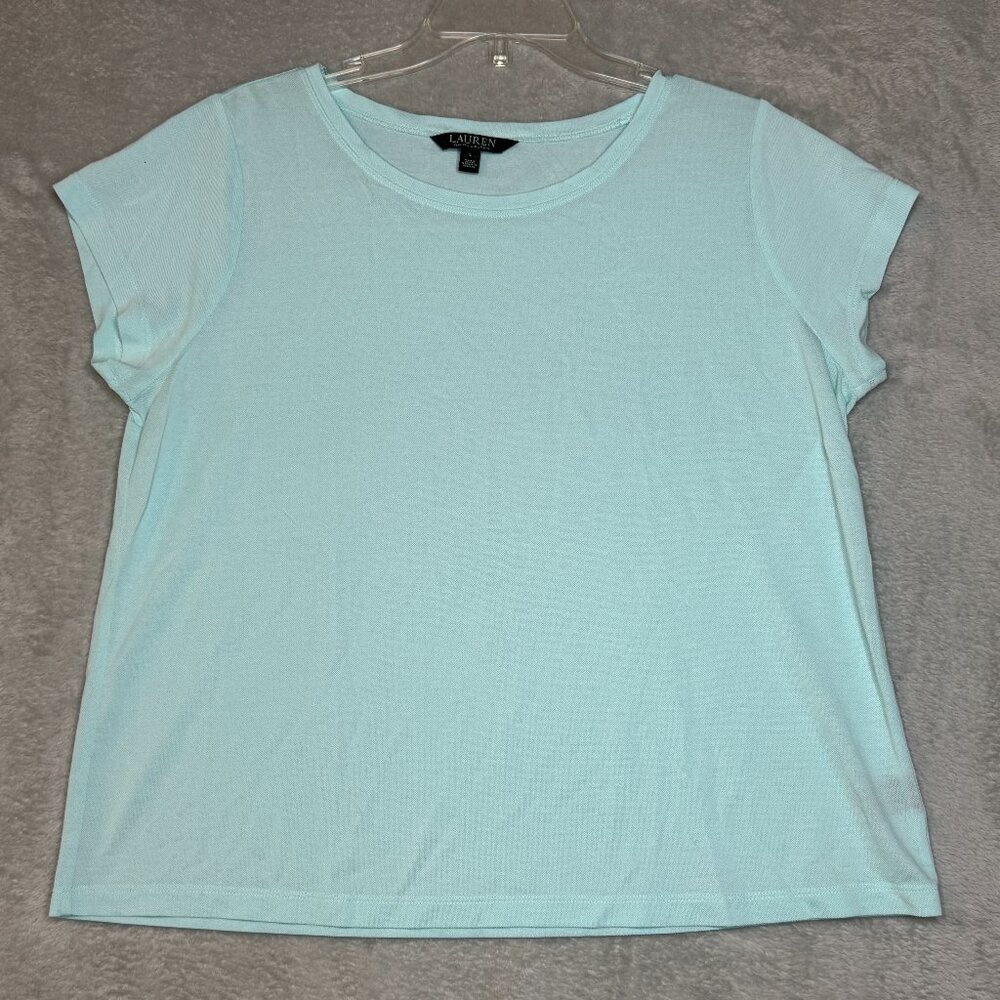 LRL Ralph Lauren Blue T-Shirt Top Womens Size Large Crew Neck Soft Casual